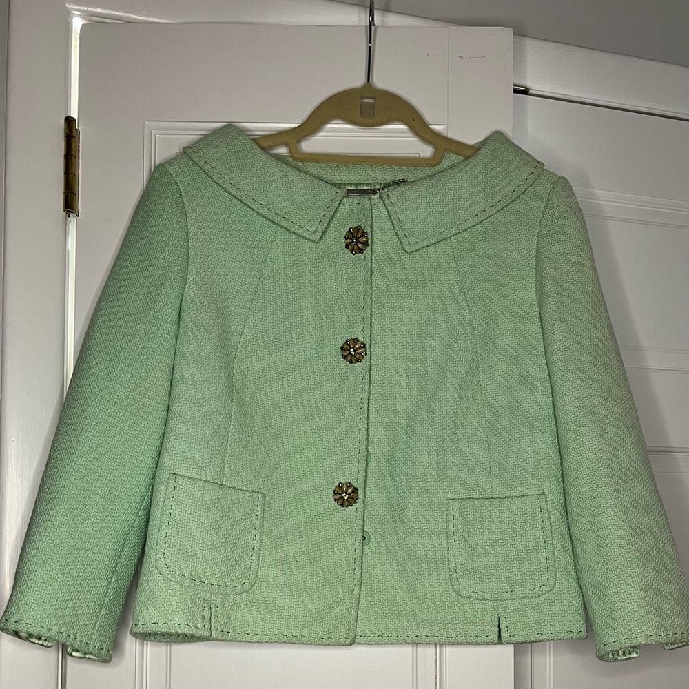Elie Tahari Green Spring Blazer with Peter Pan Collar